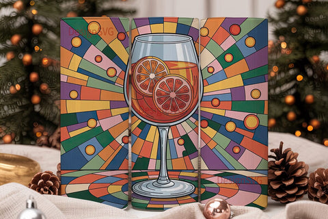 Stained Glass Wine 20oz Tumbler Wrap Sublimation DesignSVG 