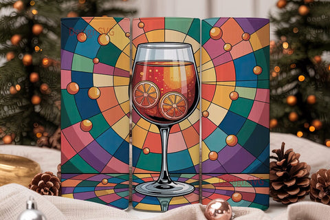 Stained Glass Wine 20oz Tumbler Wrap Sublimation DesignSVG 