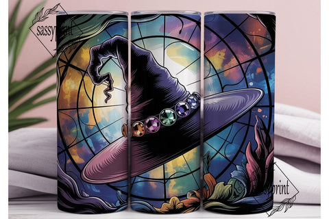 Stained Glass Witch Hat 20oz Tumbler Sublimation sassyprint 