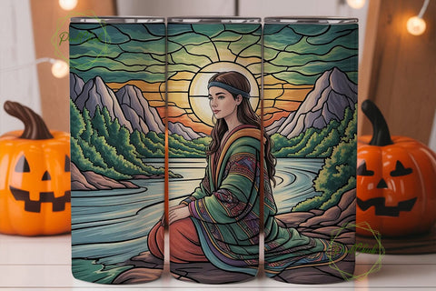 Stained Glass Woman 20oz Tumbler Wrap Sublimation PixelChick 