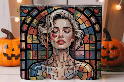 Stained Glass Woman 20oz Tumbler Wrap Sublimation PixelChick 