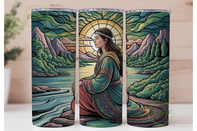 Stained Glass Woman 20oz Tumbler Wrap Sublimation PixelChick 
