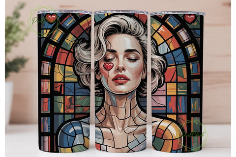 Stained Glass Woman 20oz Tumbler Wrap Sublimation PixelChick 