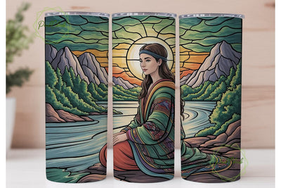 Stained Glass Woman 20oz Tumbler Wrap Sublimation PixelChick 