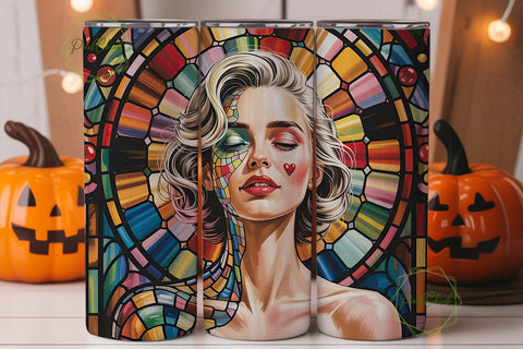 Stained Glass Woman 20oz Tumbler Wrap Sublimation PixelChick 