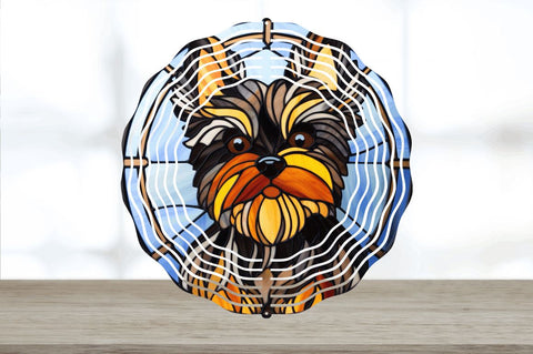 Stained Glass Yorkshire Terrier Dog Wind Spinner Sublimation Regulrcrative 
