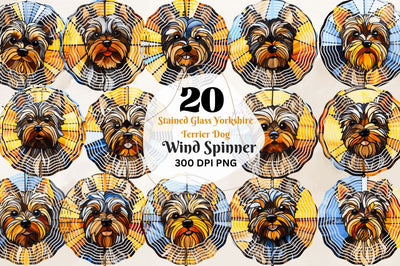 Stained Glass Yorkshire Terrier Dog Wind Spinner Sublimation Regulrcrative 