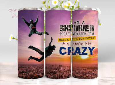 Stainless Steel Tumbler 20oz Skydiving Coffee Cup With Lid Im A Skydiver Gifts For Men Parachuting Mug For Parachutist Novelty Sport Sublimation WillowSageDesign 
