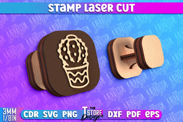 Stamp Laser Cut | Stamp Design | Laser Cutting | CNC Files SVG The T Store Design 