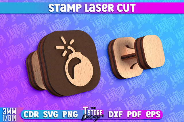 Stamp Laser Cut | Stamp Design | Laser Cutting | CNC Files SVG The T Store Design 