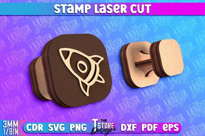 Stamp Laser Cut | Stamp Design | Laser Cutting | CNC Files SVG The T Store Design 
