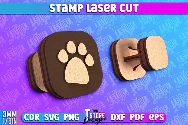Stamp Laser Cut | Stamp Design | Laser Cutting | CNC Files SVG The T Store Design 