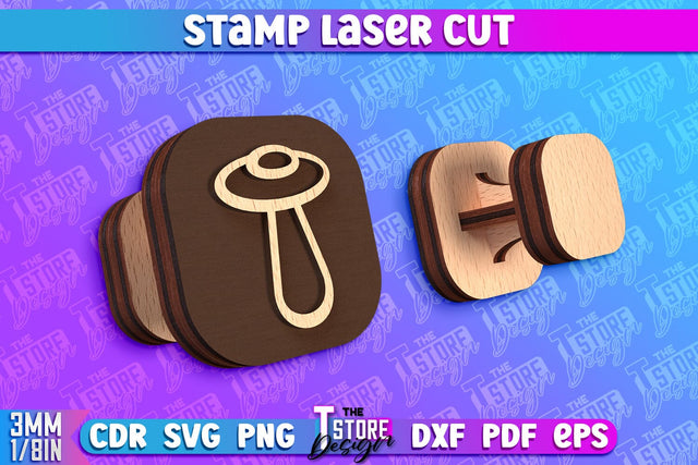 Stamp Laser Cut | Stamp Design | Laser Cutting | CNC Files SVG The T Store Design 
