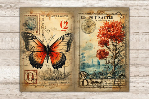 Stamps Junk Journal Pages | Vintage Collage Sheet SVG GlamArtZhanna 