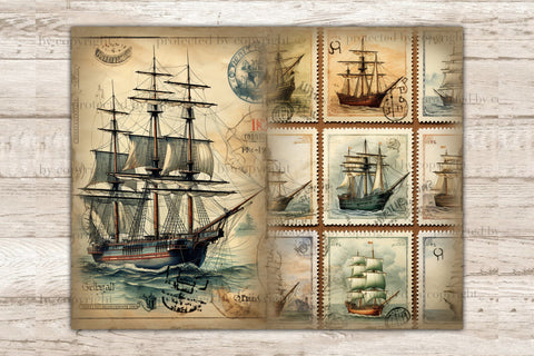 Stamps Junk Journal Pages | Vintage Collage Sheet SVG GlamArtZhanna 