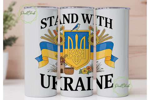 Stand With Ukraine 20oz Tumbler Wrap Sublimation PixelChick 