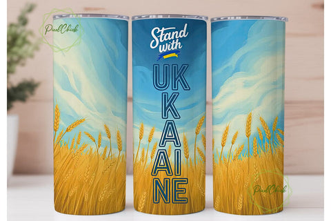 Stand With Ukraine 20oz Tumbler Wrap Sublimation PixelChick 