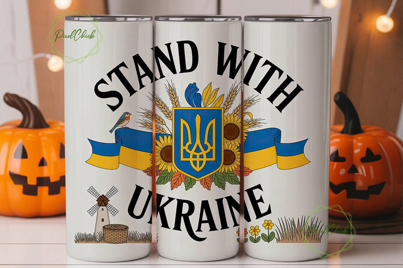 Stand With Ukraine 20oz Tumbler Wrap Sublimation PixelChick 