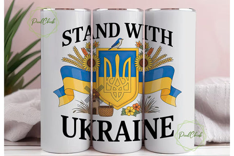 Stand With Ukraine 20oz Tumbler Wrap Sublimation PixelChick 