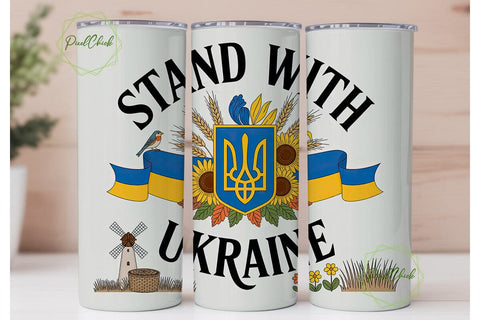 Stand With Ukraine 20oz Tumbler Wrap Sublimation PixelChick 