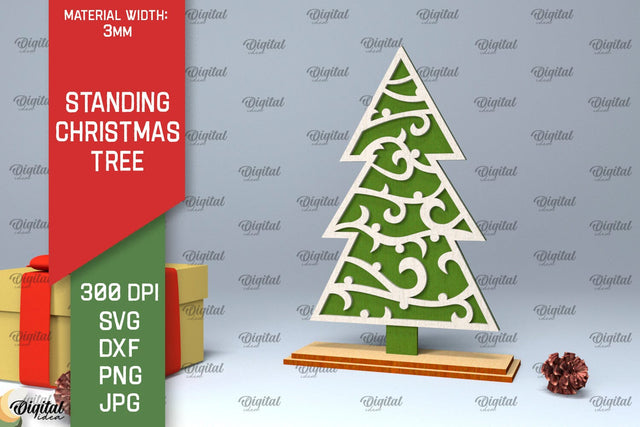 Standing Christmas Tree Laser Cut. Christmas Decor SVG SVG Evgenyia Guschina 