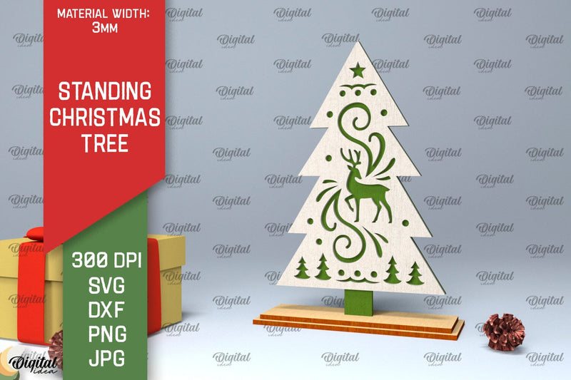 Standing Christmas Tree Laser Cut. Christmas Decor SVG SVG Evgenyia Guschina 