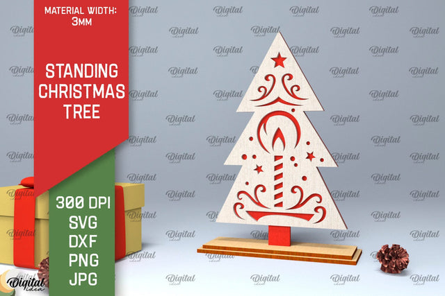 Standing Christmas Tree Laser Cut. Christmas Decor SVG SVG Evgenyia Guschina 