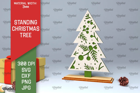 Standing Christmas Tree Laser Cut. Christmas Decor SVG SVG Evgenyia Guschina 