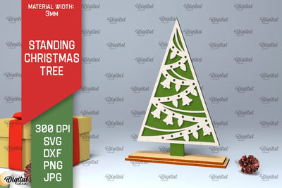 Standing Christmas Tree Laser Cut. Christmas Decor SVG SVG Evgenyia Guschina 