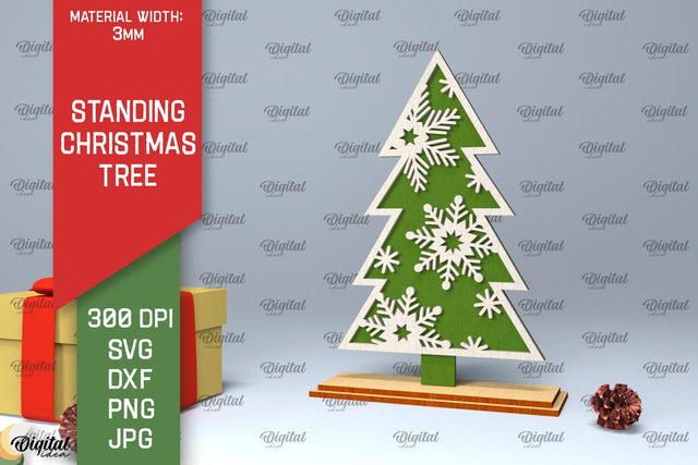 Standing Christmas Tree Laser Cut. Christmas Decor SVG SVG Evgenyia Guschina 