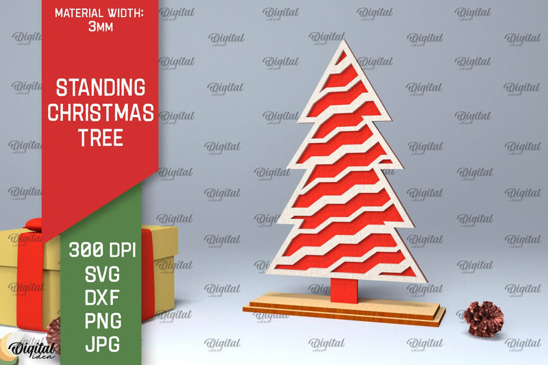 Standing Christmas Tree Laser Cut. Christmas Decor SVG SVG Evgenyia Guschina 