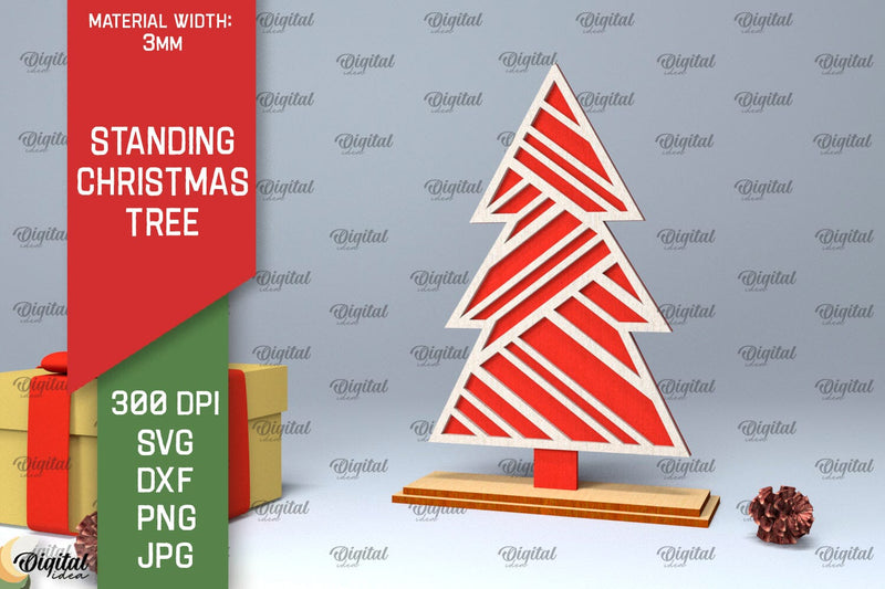 Standing Christmas Tree Laser Cut. Christmas Decor SVG SVG Evgenyia Guschina 