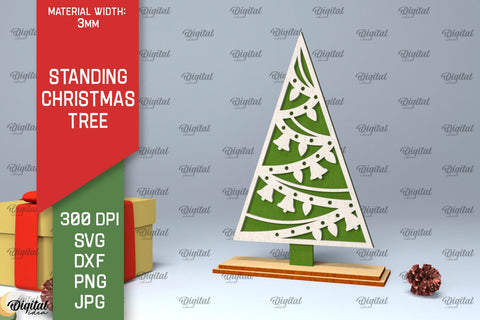 Standing Christmas Trees Laser Cut Bundle. XMas Decor SVG SVG Evgenyia Guschina 