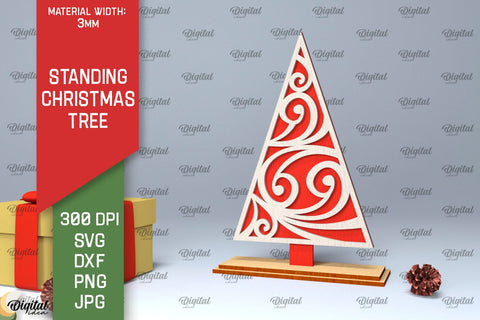 Standing Christmas Trees Laser Cut Bundle. XMas Decor SVG SVG Evgenyia Guschina 