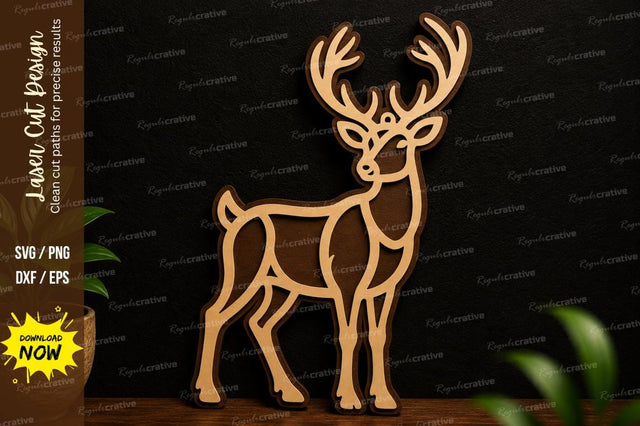 Standing Deer Laser Cut SVG Design SVG Regulrcrative 