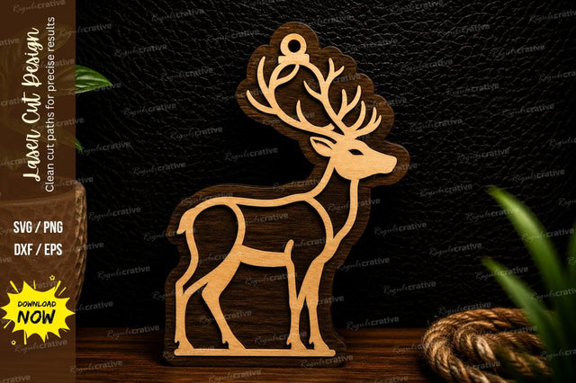 Standing Deer Ornament Laser Cut Svg Design SVG Regulrcrative 