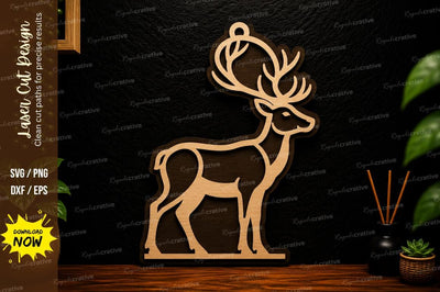 Standing Deer Ornament Laser Cut SVG Design SVG Regulrcrative 