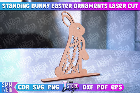 Standing Easter Bunny Ornaments | Decorative Easter Bunny Laser Cut | CNC File SVG The T Store Design 