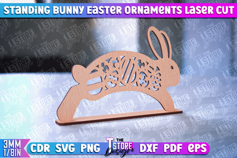 Standing Easter Bunny Ornaments | Decorative Easter Bunny Laser Cut | CNC File SVG The T Store Design 