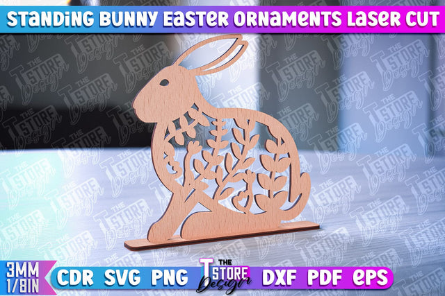 Standing Easter Bunny Ornaments | Decorative Easter Bunny Laser Cut | CNC File SVG The T Store Design 