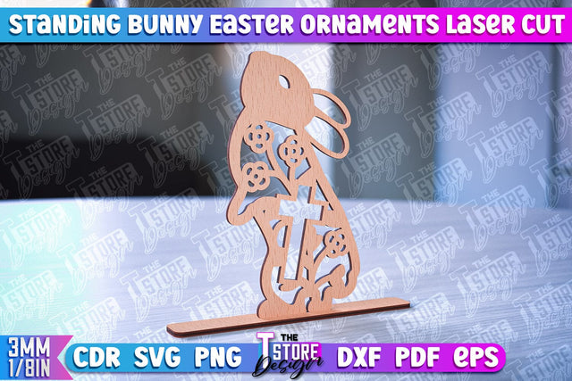 Standing Easter Bunny Ornaments | Decorative Easter Bunny Laser Cut | CNC File SVG The T Store Design 
