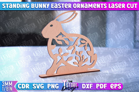 Standing Easter Bunny Ornaments | Decorative Easter Bunny Laser Cut | CNC File SVG The T Store Design 