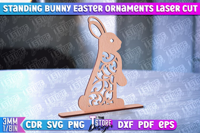 Standing Easter Bunny Ornaments | Decorative Easter Bunny Laser Cut | CNC File SVG The T Store Design 