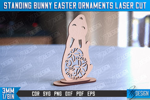 Standing Easter Bunny Ornaments | Decorative Standing Easter Laser Cut | CNC File SVG Fly Design 