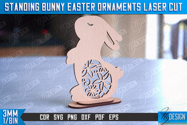 Standing Easter Bunny Ornaments | Decorative Standing Easter Laser Cut | CNC File SVG Fly Design 