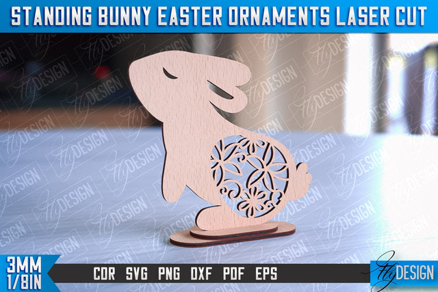 Standing Easter Bunny Ornaments | Decorative Standing Easter Laser Cut | CNC File SVG Fly Design 
