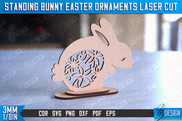 Standing Easter Bunny Ornaments | Decorative Standing Easter Laser Cut | CNC File SVG Fly Design 