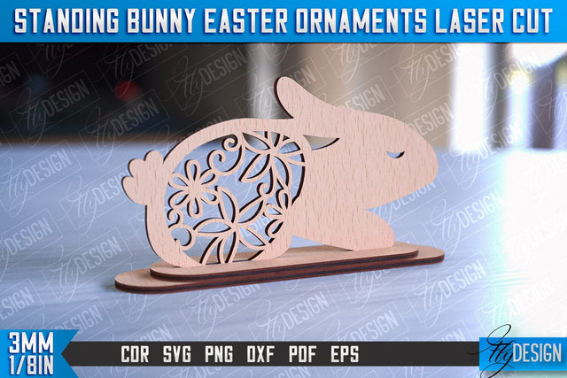 Standing Easter Bunny Ornaments | Decorative Standing Easter Laser Cut | CNC File SVG Fly Design 