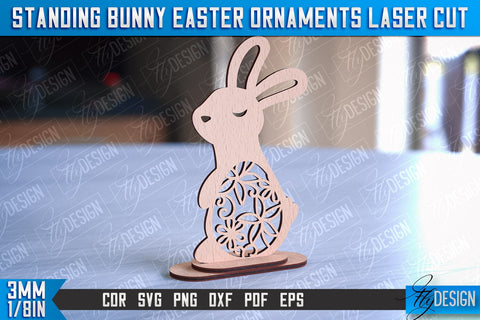 Standing Easter Bunny Ornaments | Decorative Standing Easter Laser Cut | CNC File SVG Fly Design 