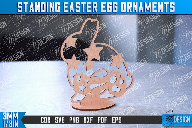Standing Easter Egg Ornaments | Decorative Standing Easter Egg | CNC File SVG Fly Design 